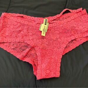 Pink Lace Floral Panties cross front lace